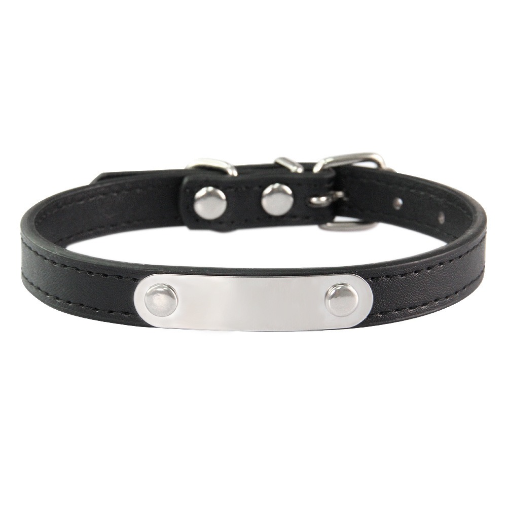 Personalized Colorful PU Dog Collar with Engraved ID Plate