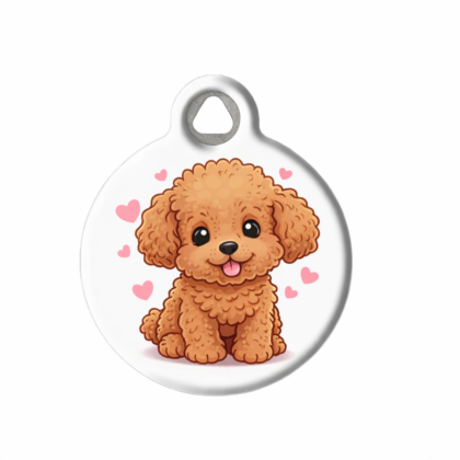 Teddy Dog ID Tag with Cute Illustration