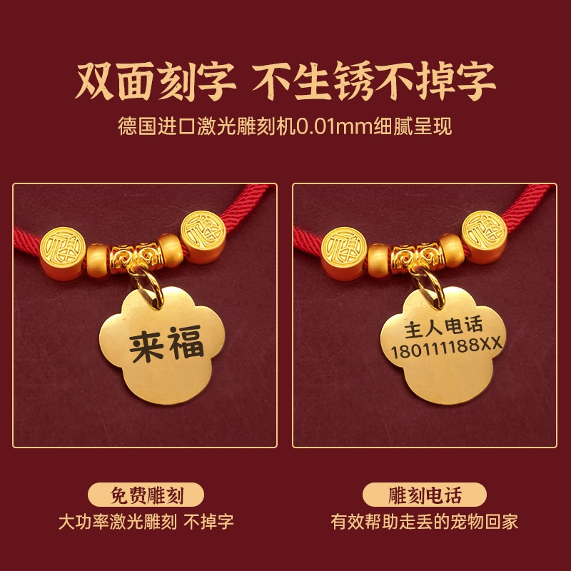 Lucky Red Rope Custom Pet ID Necklace - Image 4