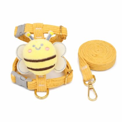 Keatsy Bee Pet Harness and Leash Set for Small Dogs and Cats, Adjustable Soft Vest Harness with Lightweight Walking Leash