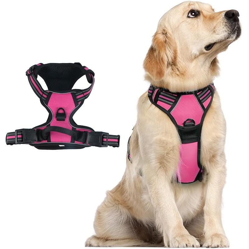 Keatsy Reflective Dog Harness and Leash Set, Adjustable Vest Harness for Large Dogs, Breathable and Comfortable for Daily Walking