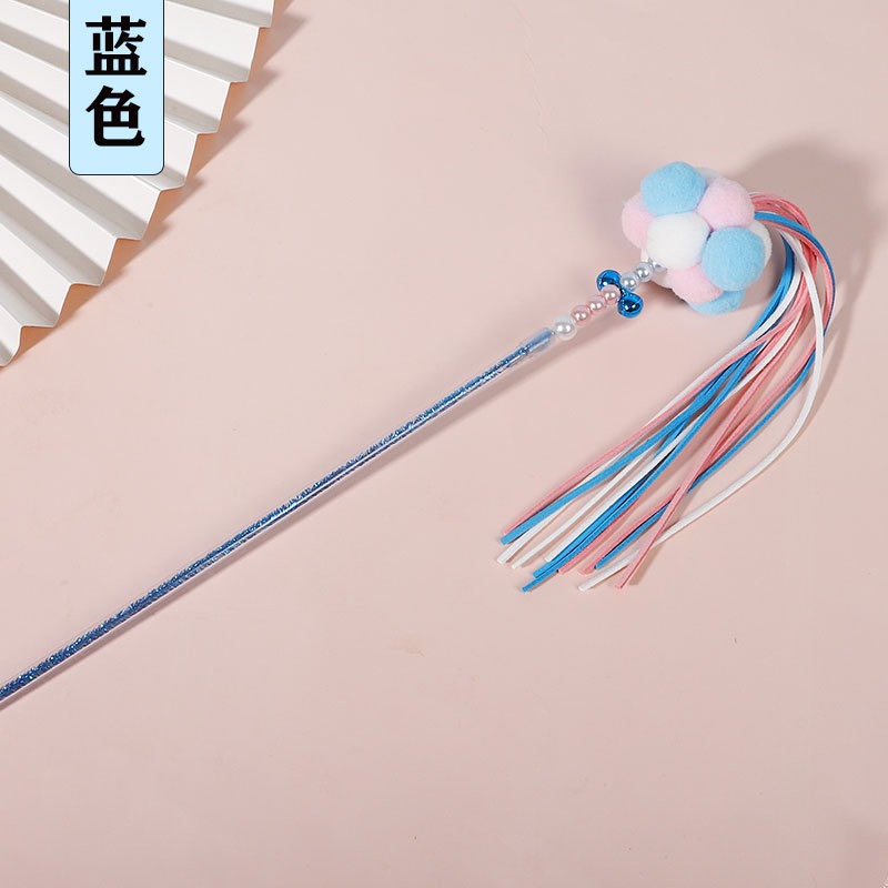 Fairy Acrylic Cat Teaser Wand with Pom Ball & Streamers