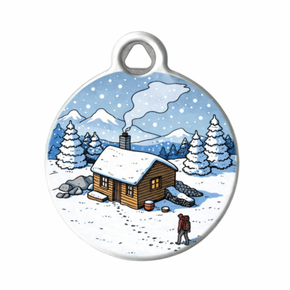 Winter Cabin Snowfield Pet ID Tag