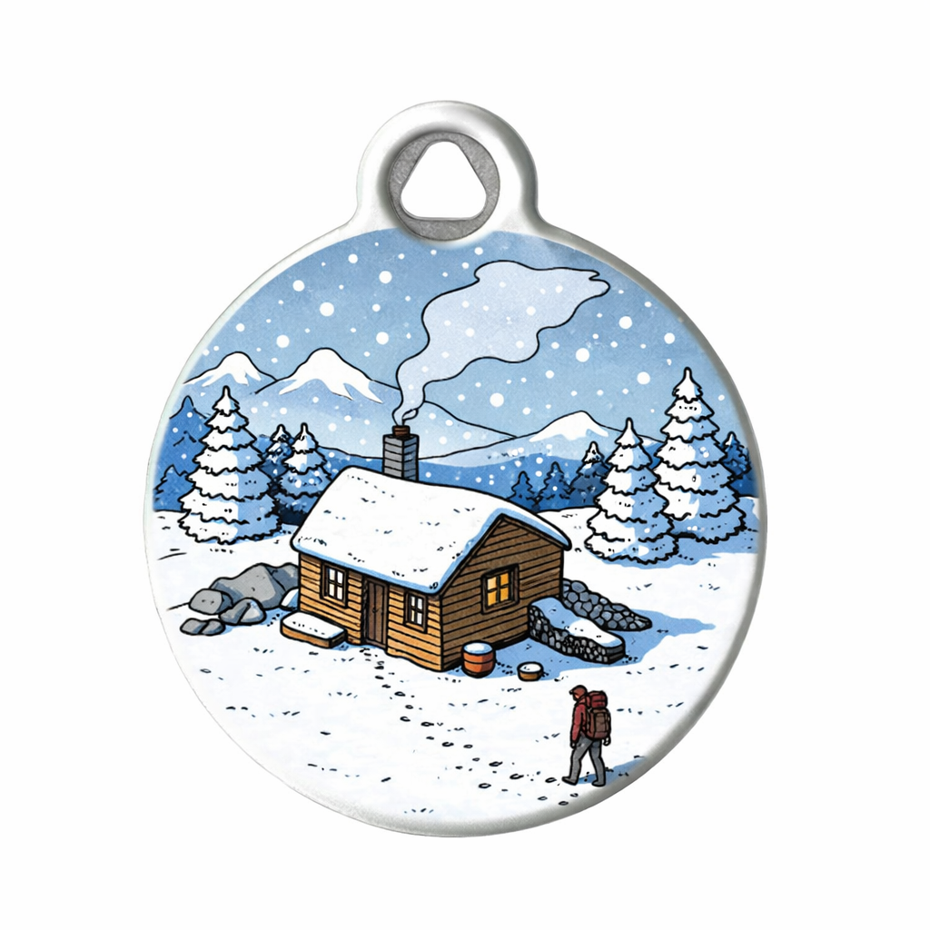 Winter Cabin Snowfield Pet ID Tag