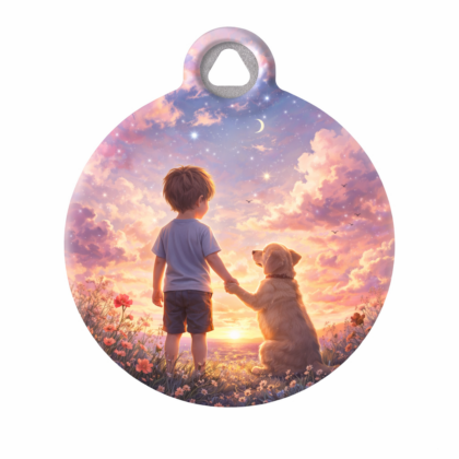 Hand in Paw Pet ID Tag – Boy & Dog Friendship Design