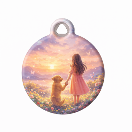 Girl & Puppy Friendship Pet ID Tag