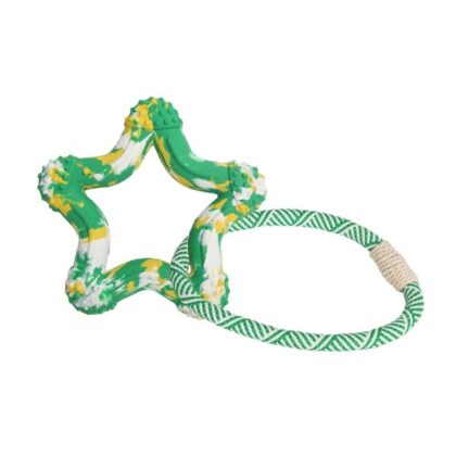 Biodegradable Bamboo Fiber Dog Chew Toys Set, Eco-Friendly Tough Chew Pet Toys for Medium Dogs, Interactive Chewing & Training Toys, Multiple Shapes Assorted (Camouflage Five-Point Star)