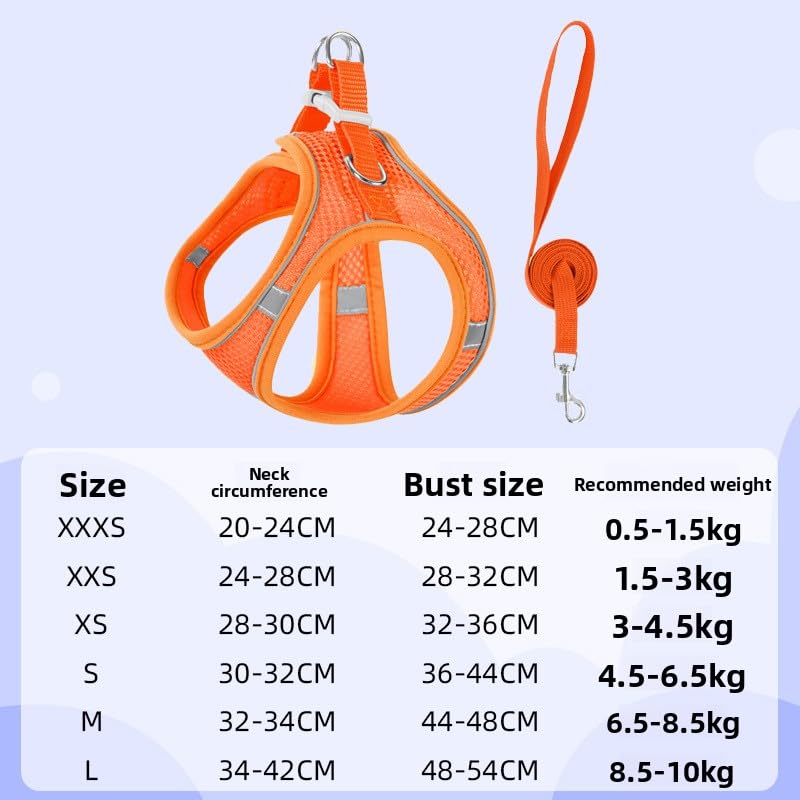 Keatsy Pet Supplies Vest-Style Harness Reflective Breathable Cat and Dog Leash Walking Rope - Image 9