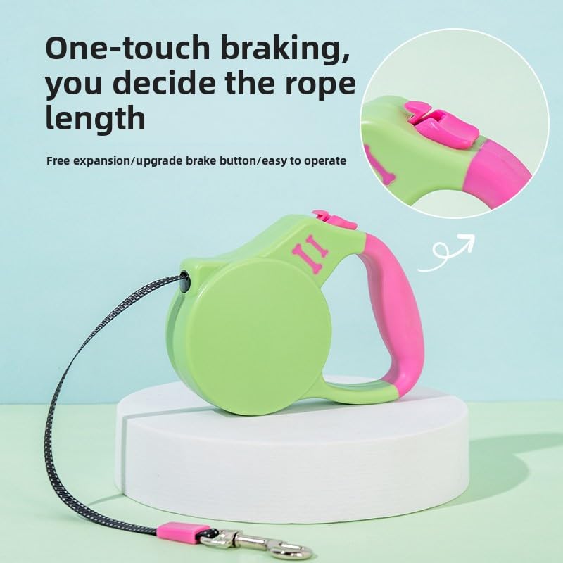 Keatsy Reflective Tape Retractable Dog Leash, 360° Rotating Metal Clasp for Day and Night Walking - Image 4