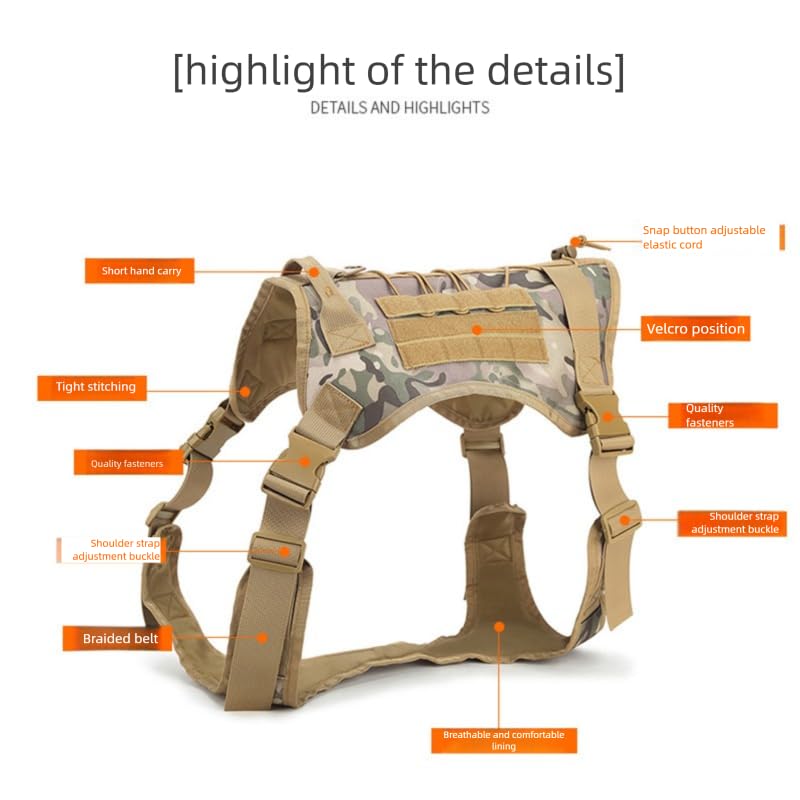 Keatsy Tactical Dog Harness, Nylon Vest with Handle, Adjustable Pet Chest Harness for Large Dogs - Image 2