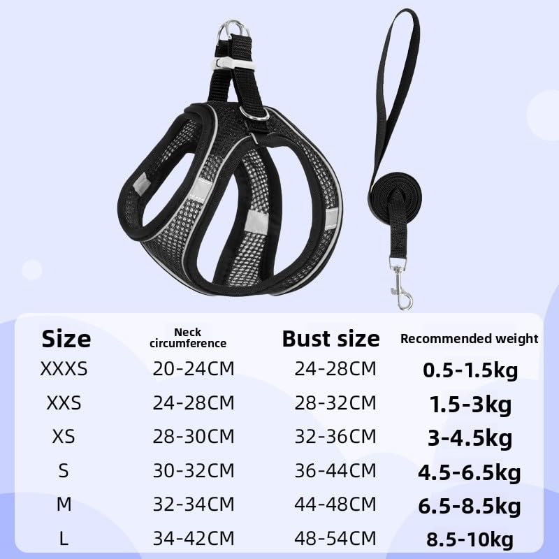 Keatsy Pet Supplies Vest-Style Harness Reflective Breathable Cat and Dog Leash Walking Rope - Image 7