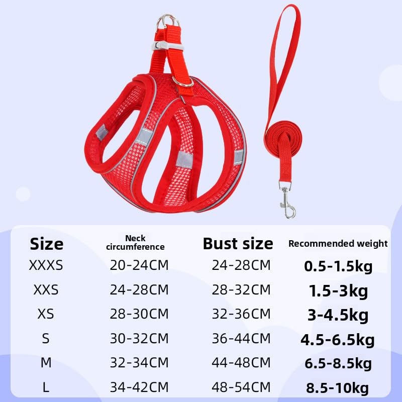 Keatsy Pet Supplies Vest-Style Harness Reflective Breathable Cat and Dog Leash Walking Rope - Image 8