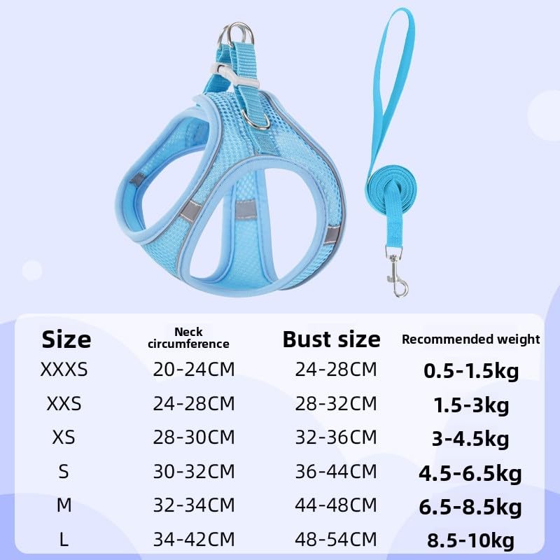 Keatsy Pet Supplies Vest-Style Harness Reflective Breathable Cat and Dog Leash Walking Rope - Image 6