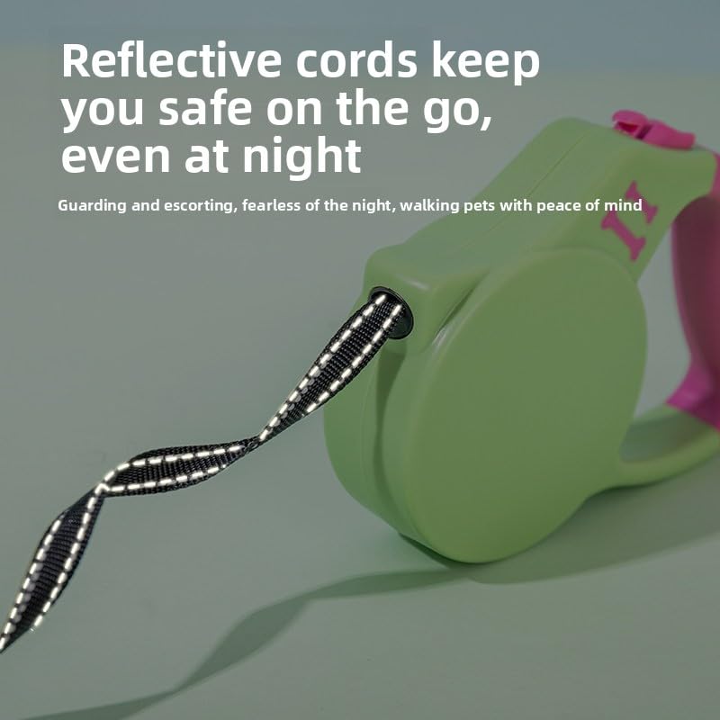 Keatsy Reflective Tape Retractable Dog Leash, 360° Rotating Metal Clasp for Day and Night Walking - Image 3