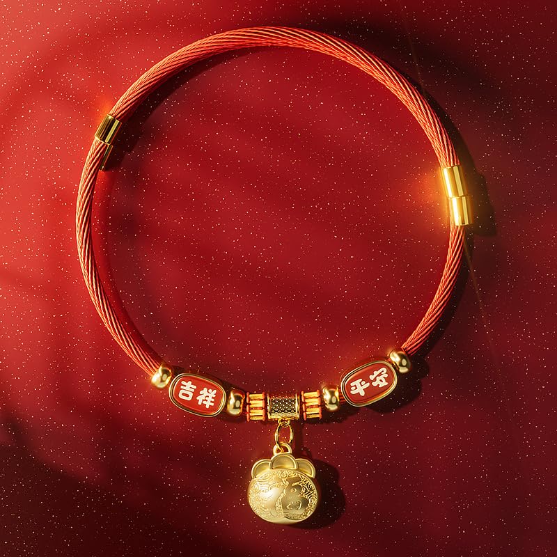 Keatsy Chinese Style Dog Collar with Gold Lock Charm, Adjustable Pet Collar for Small and Medium Dogs and Cats - Image 3