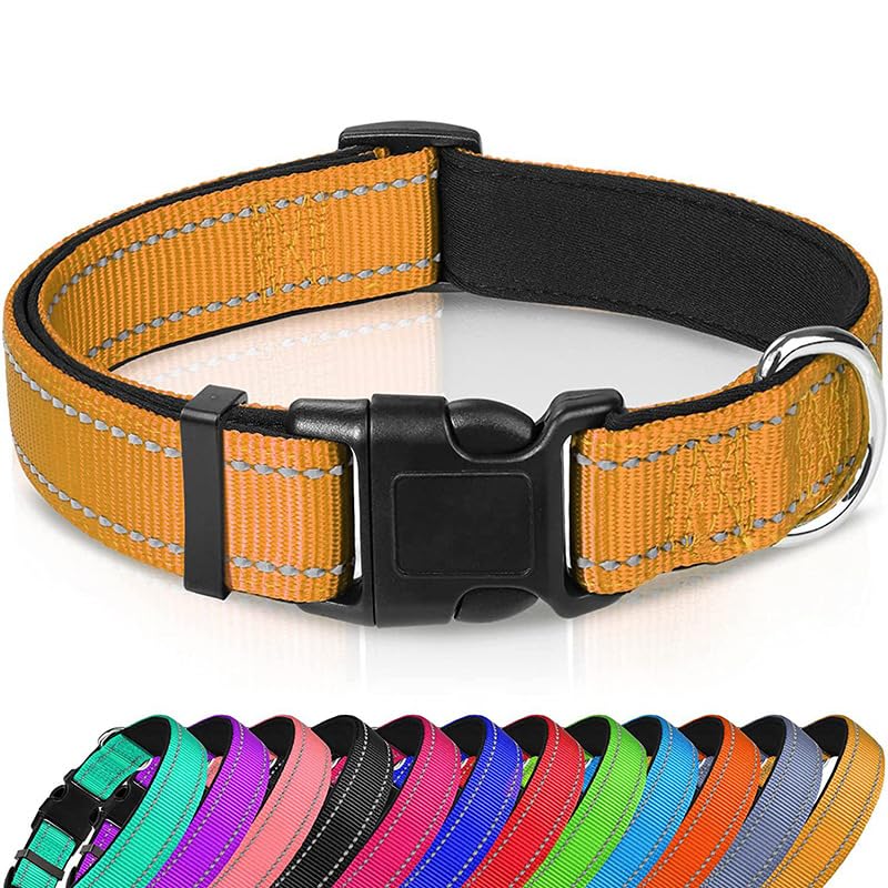 Keatsy Reflective Nylon Dog Collar, Adjustable Quick-Release Design with Metal D-Ring for Small and Medium Dogs
