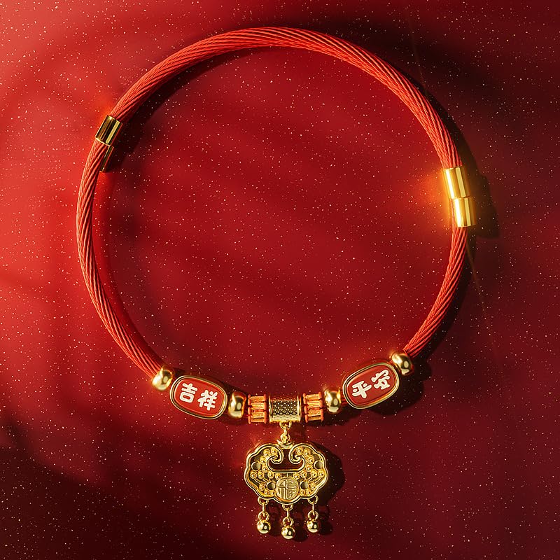 Keatsy Chinese Style Dog Collar with Gold Lock Charm, Adjustable Pet Collar for Small and Medium Dogs and Cats - Image 2