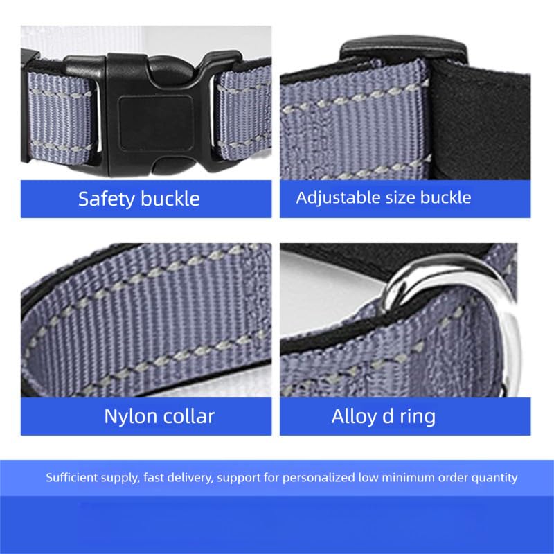 Keatsy Reflective Nylon Dog Collar, Adjustable Quick-Release Design with Metal D-Ring for Small and Medium Dogs - Image 2