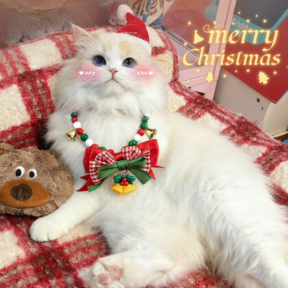 Cute Cat Collars with Bell - Christmas Pet Necklace Ins Style Bow Accessories