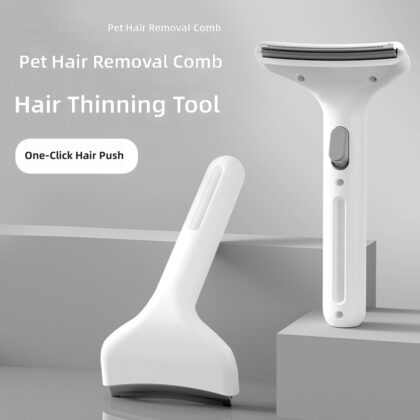 Pet hair removal comb cat hair thinning device arc head dense tooth comb to float pet comb one-key hair