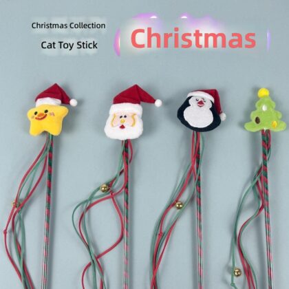 Amazon explosions Christmas cartoon cat Santa Claus cat stick interactive play cat toys pet supplies