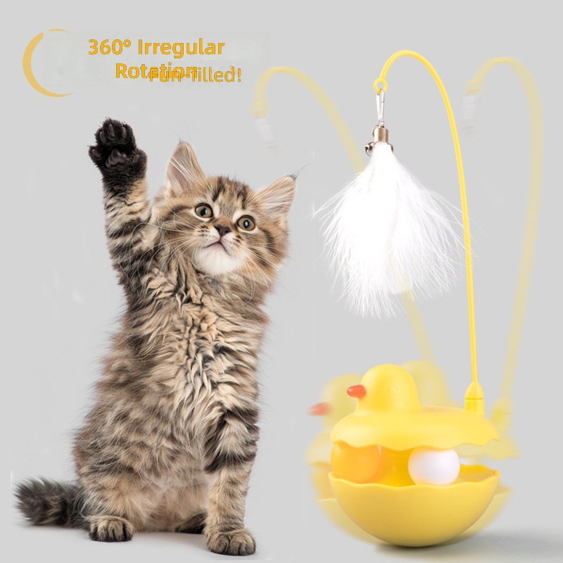 Home Made Cat Toys - Safe Interactive Set with Feather Wand and Ball - Image 2