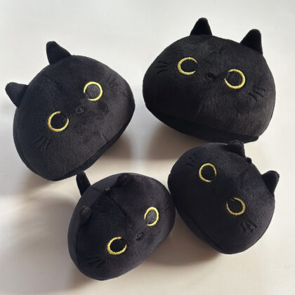 Cartoon Pet Image Pillow Black Cat Plush Doll Cute Soft Cute Bag Hanging Pendant Little Black Cat Doll
