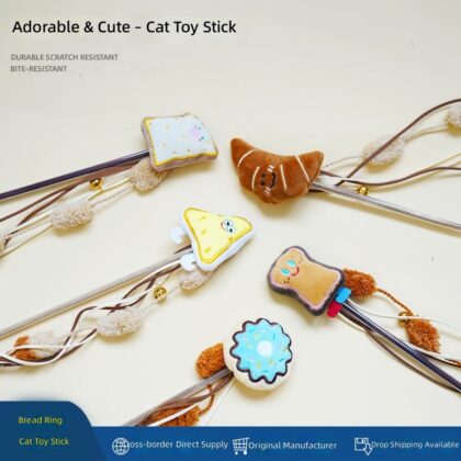 Cat Funny Stick Cute Plush Donut Cattle Bag Series Cat Funny Stick Cartoon Cat Funny Rod Bell Cat Toy