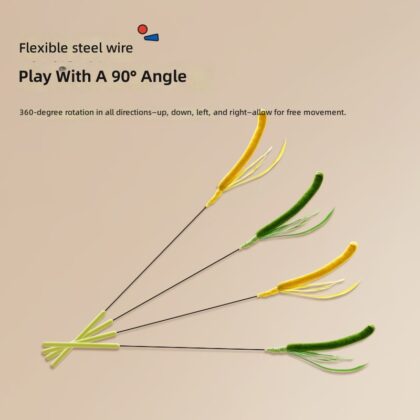 Toys for Cats to Play - Long Feather Cat Toy with Soft Fur and Steel Rod