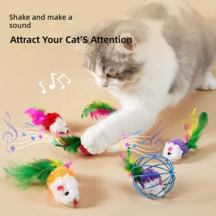 Cat Toy Rustling Cat Self-Hi Interactive Bored Simulation Plush Mouse Color Feather Pet Supplies