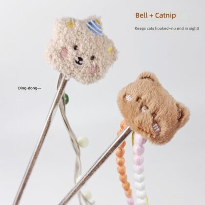 Cat toy cat stick ins cute cartoon bear bell tassel sound interactive training pet supplies batch