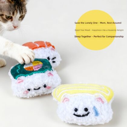 Cat Toys Self-Hi Simulation Sushi Bell Sound Toys Bite-Resistant Molar Plush Pet Supplies Cat Toys Batch