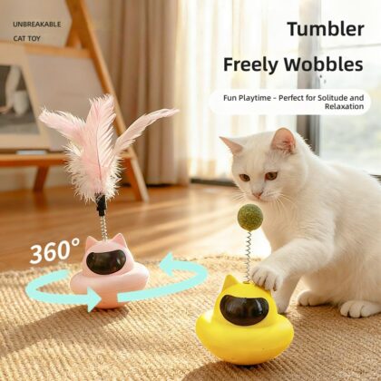 Cat tumbler toy feather cat ticker bell self-hi to relieve boredom cat toy catnip rock cross-border