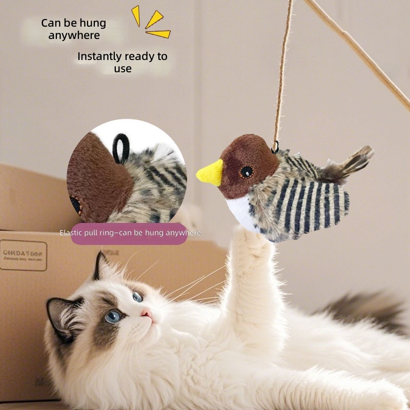 Cross-border hot cat toys cats relieve boredom from hi birds and mice simulation will call pets funny cat sticks sound toys