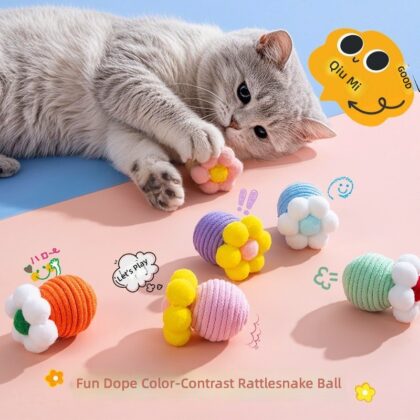 Dopamine Cotton Rope Molar Teeth Teeth Cat Ball Bell Vocalization Consumes Physical Strength Pet Toys Self-Hei-Detoxification Cat Toys