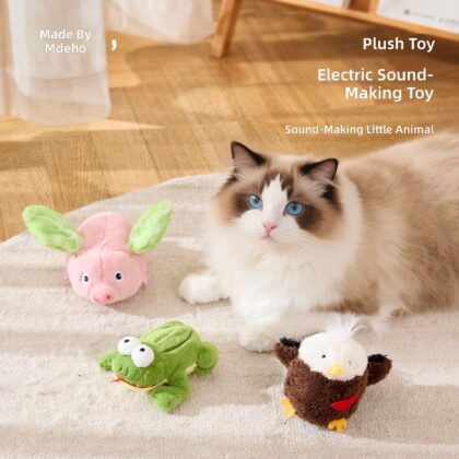 Electric frog kitten chew sound toy cat plush toy rechargeable cat toy self-hi boredom relief artifact