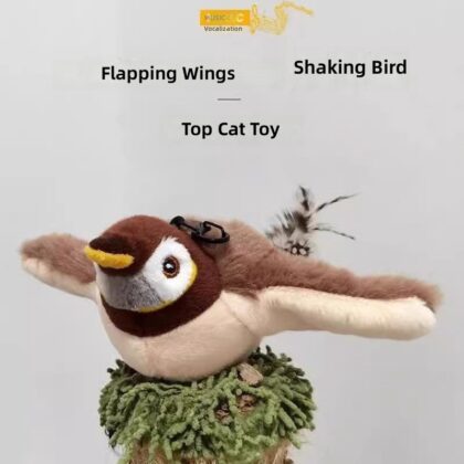 Soft Plush Bird Toy with Realistic Sounds for Cats to Play