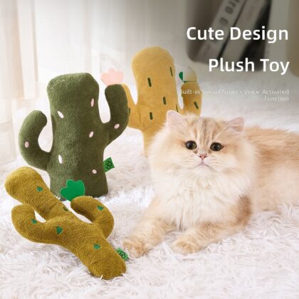 Catnip Toys - Cactus Cat Toy with Fluffy Material for Interactive Play
