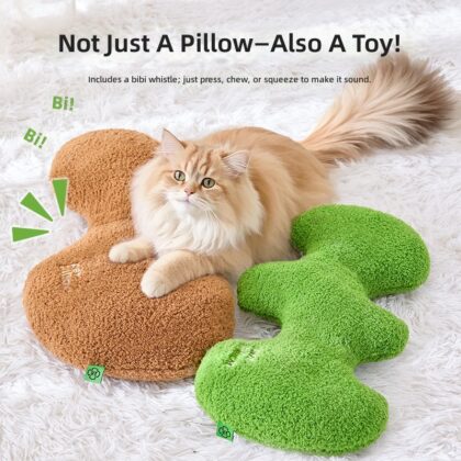 Kimpets Pet Toys for Cats - Plush Bone Pillow with Sound for Sleeping