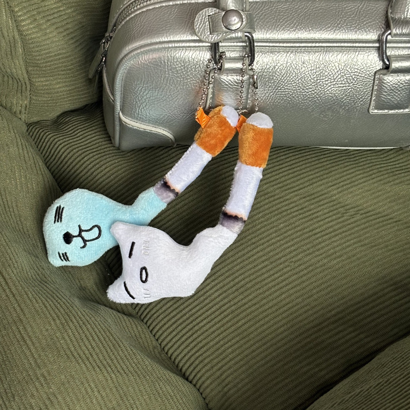 Ins Popular Funny Plush Keychain Ghost Cigarette Cigar Cute Bag Pendant Accessories Plush Doll