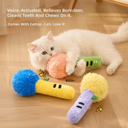 New Cat Toy Funny Microphone Bite-resistant Molar Toy Cat Mint Sound Plush Self-hi Soothing Artifact Cat