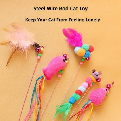 Go Cat Feather Toys - Steel Interactive Cat Toy with Sound for Cats