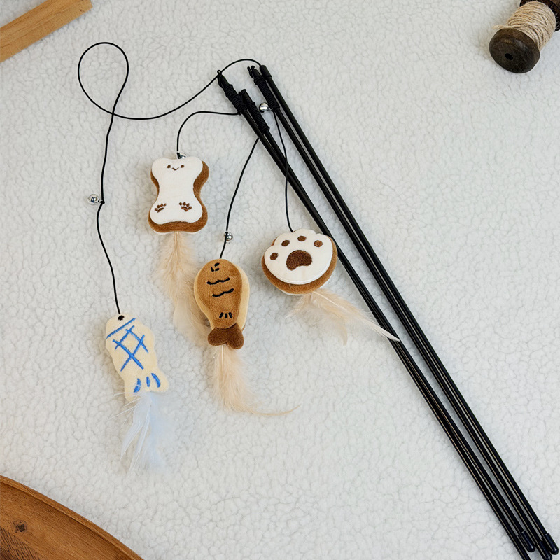 New Korean cat toy cat stick with bell feather to relieve boredom interactive sound pet products manufacturers spot batch
