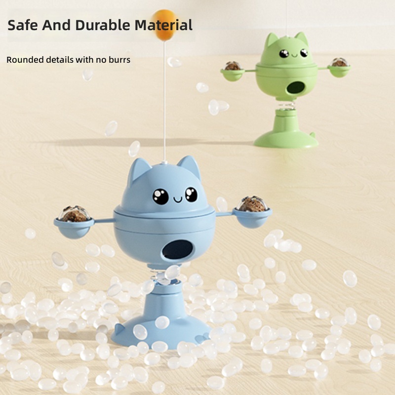 Toys for Cats to Play - Blue & Green TPR Interactive Cat Toy with Treat Dispenser - Image 2