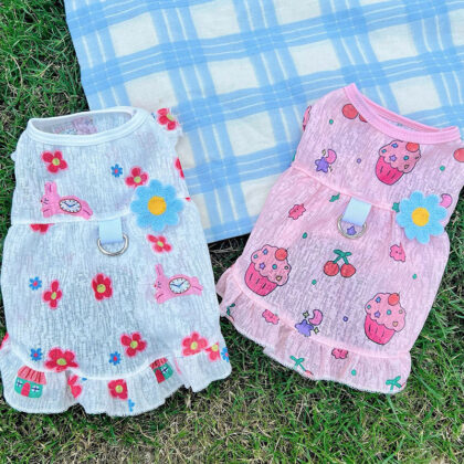 Pet Summer Clothing Breathable Mesh Dog Vest Skirt Cat Thin Skirt Clothes Fresh Dress