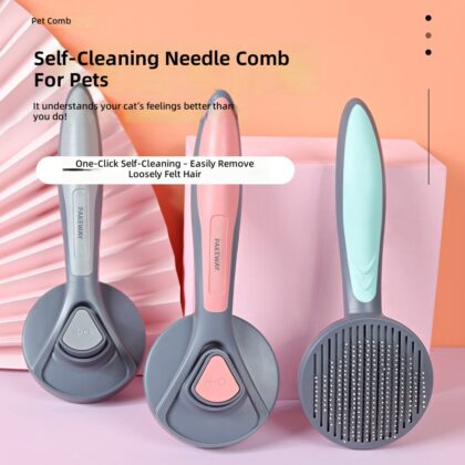 T9 pie can be pet self-cleaning comb dog cat hair cleaning comb hair remover brush pet supplies wholesale