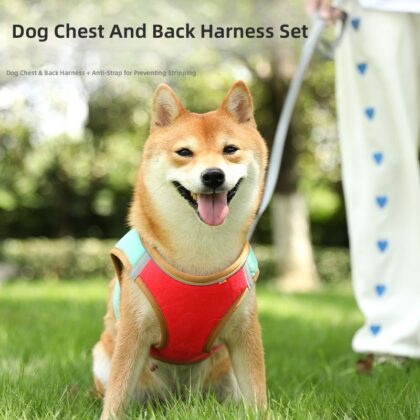 Cross-border pet chest back traction set breathable reflective vest dog cat traction rope pet supplies wholesale