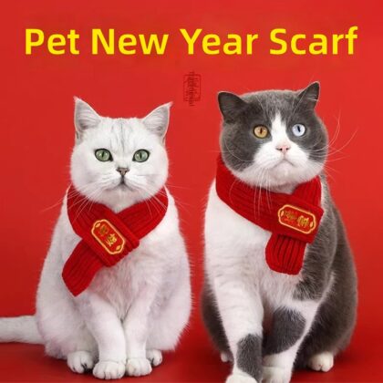 Maoming New Year Scarf Pet Scarf Red Warm Chinese Style Slippery Scarf Bib Dog New Year Scarf Wholesale