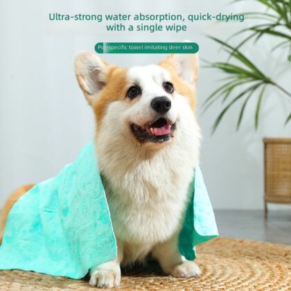 Pet printing imitation deerskin towel absorbent towel dog bath absorbent towel bath towel large pet supplies wholesale