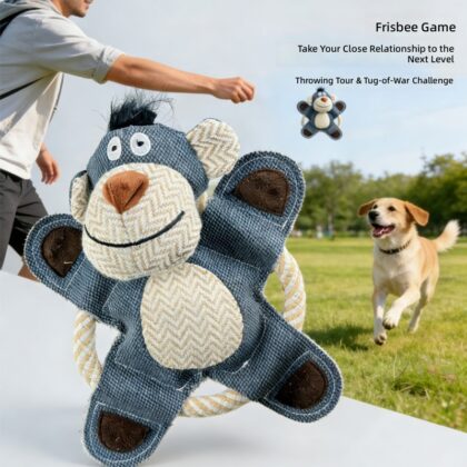 Amazon Cross-border Hot Selling Rope Knot Frisbee Plush Voice Dog Toy Interactive Tooth Molar Cleaning Pet Products